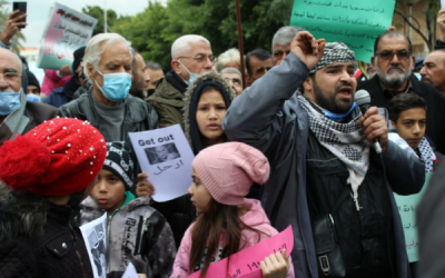 يوم غضب للاجئين الفلسطينيين المهجرين من سوريا أمام المقر الرئيسي لـ “الأونروا” في بيروت